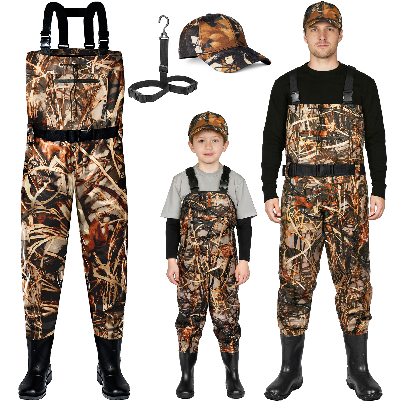 Fishing Waders - Leaf Camouflage Waders with Fishing Cap
