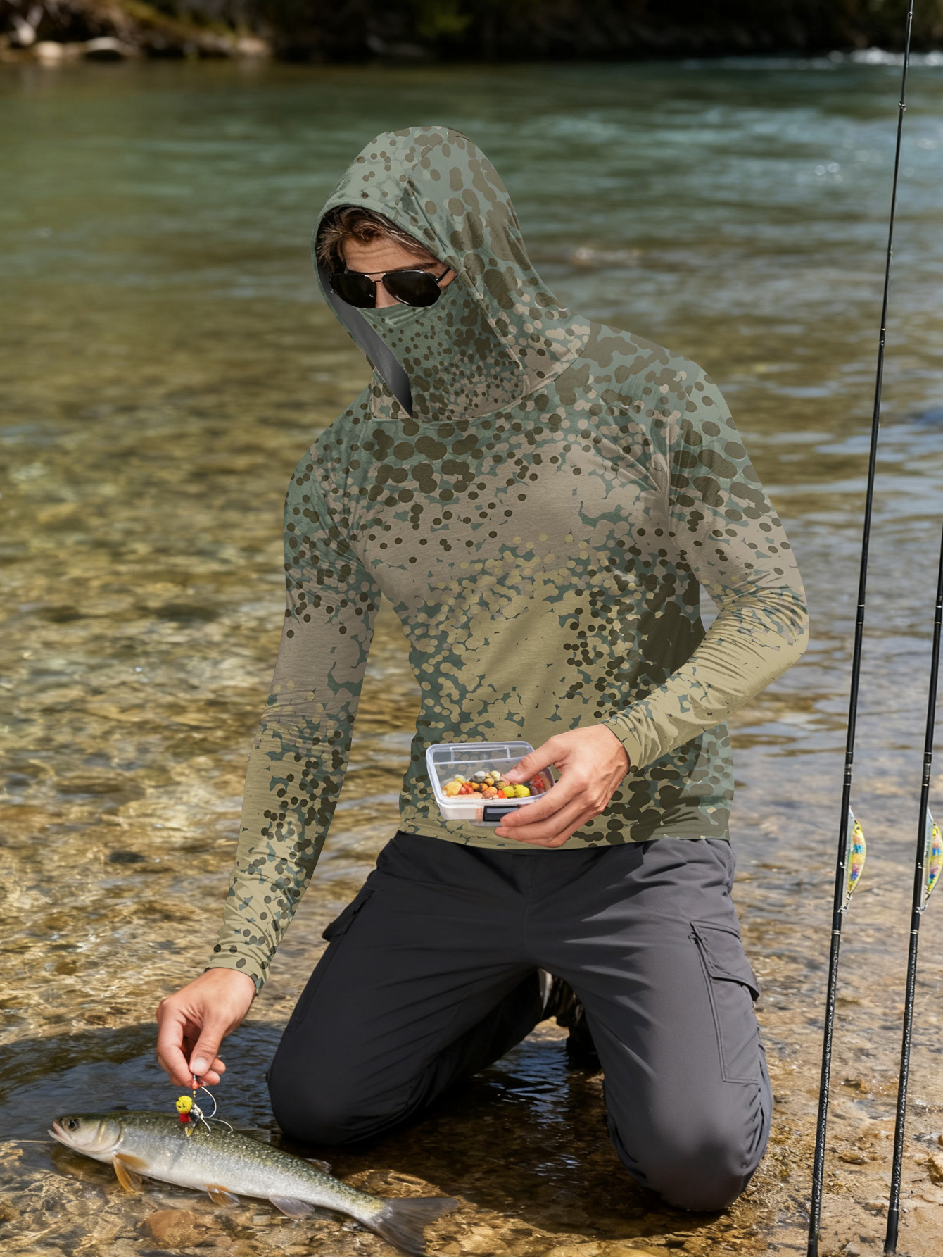 Men's Fishing Hooded Long-Slee - Fishing Shirt Uv Protection reseña y precio