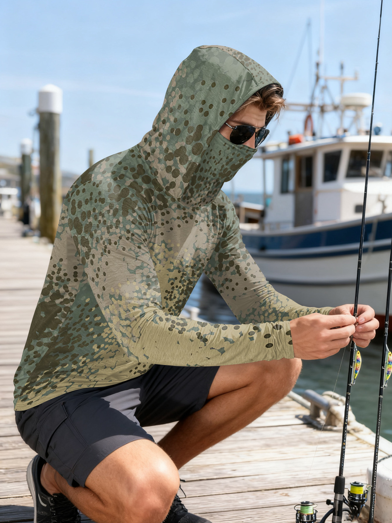 Men's Fishing Hooded Long-Slee - Fishing Shirt Uv Protection reseña y precio