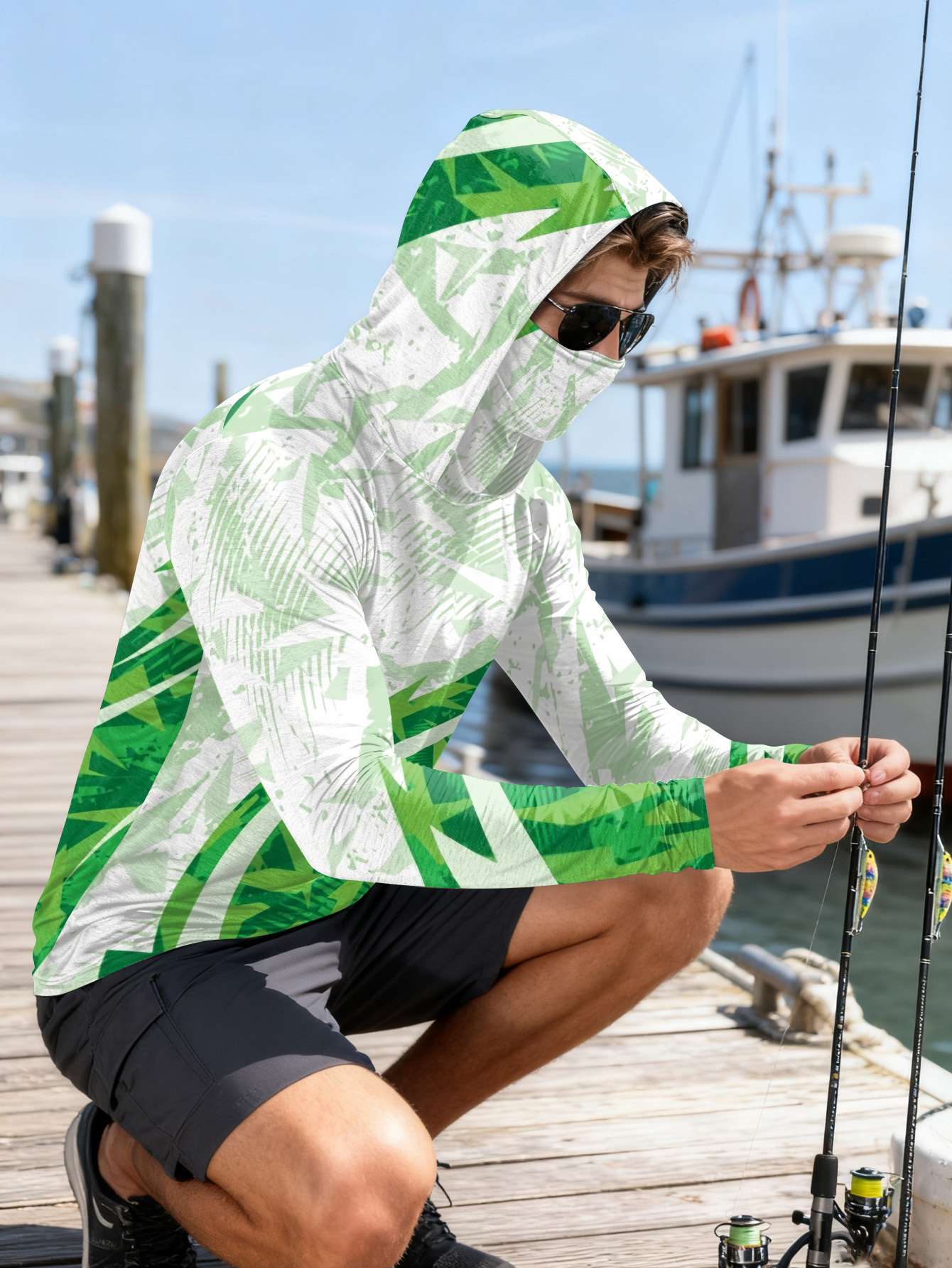 Men's Fishing Hooded Long-Slee - Fishing Shirt Uv Protection reseña y precio