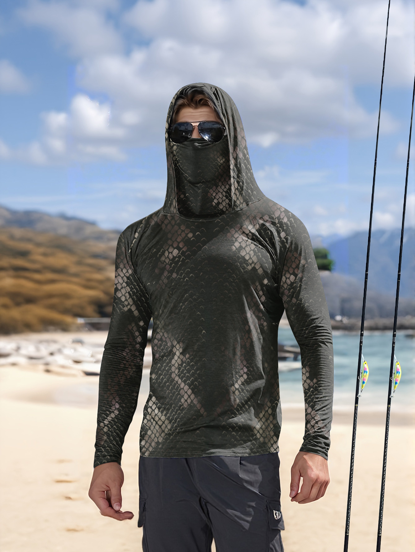 Men's Fishing Hooded Long-Slee - Fishing Shirt Uv Protection reseña y precio
