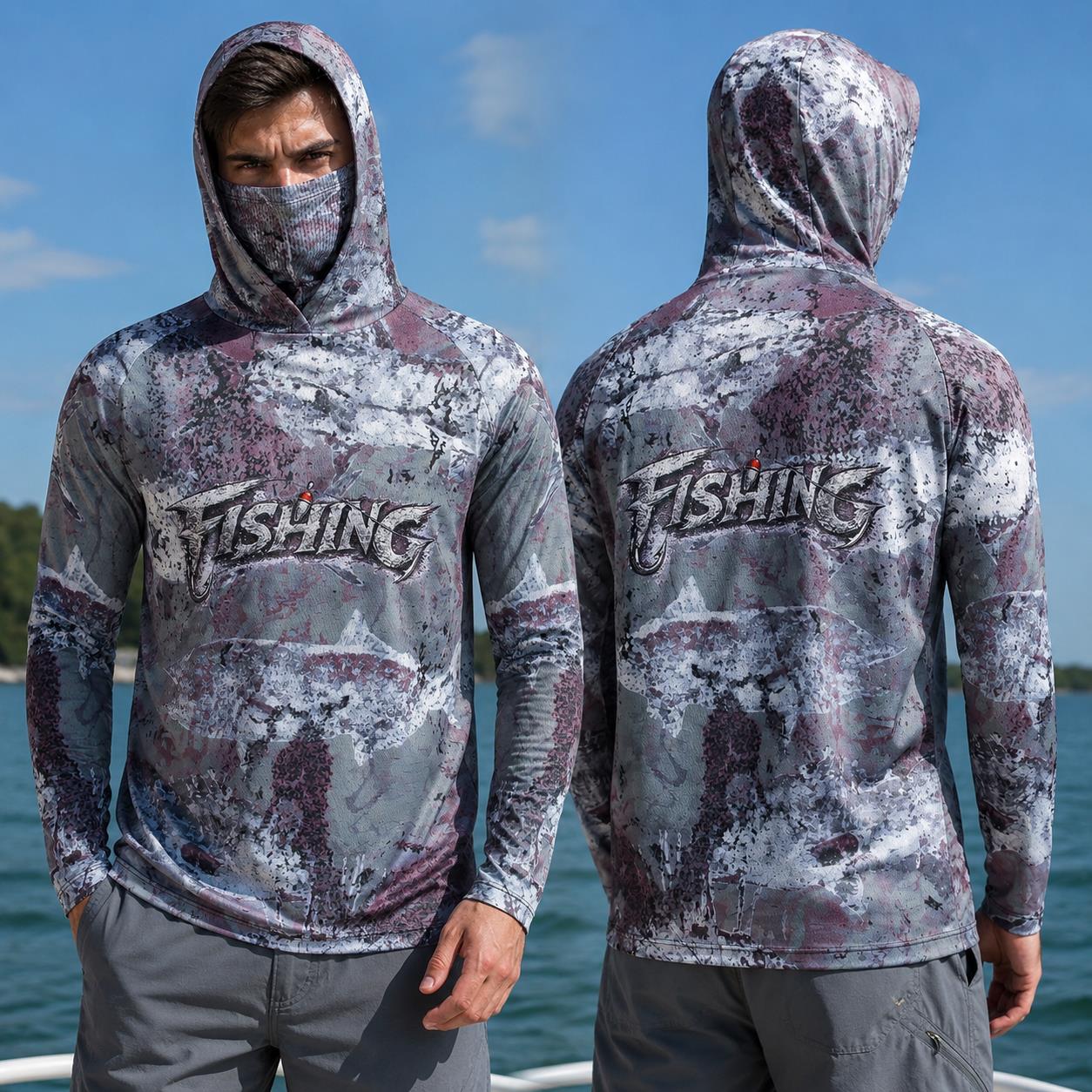 Fishing Shirt Hooded Men Fishi - Fishing Mask Sun Protection reseña y precio
