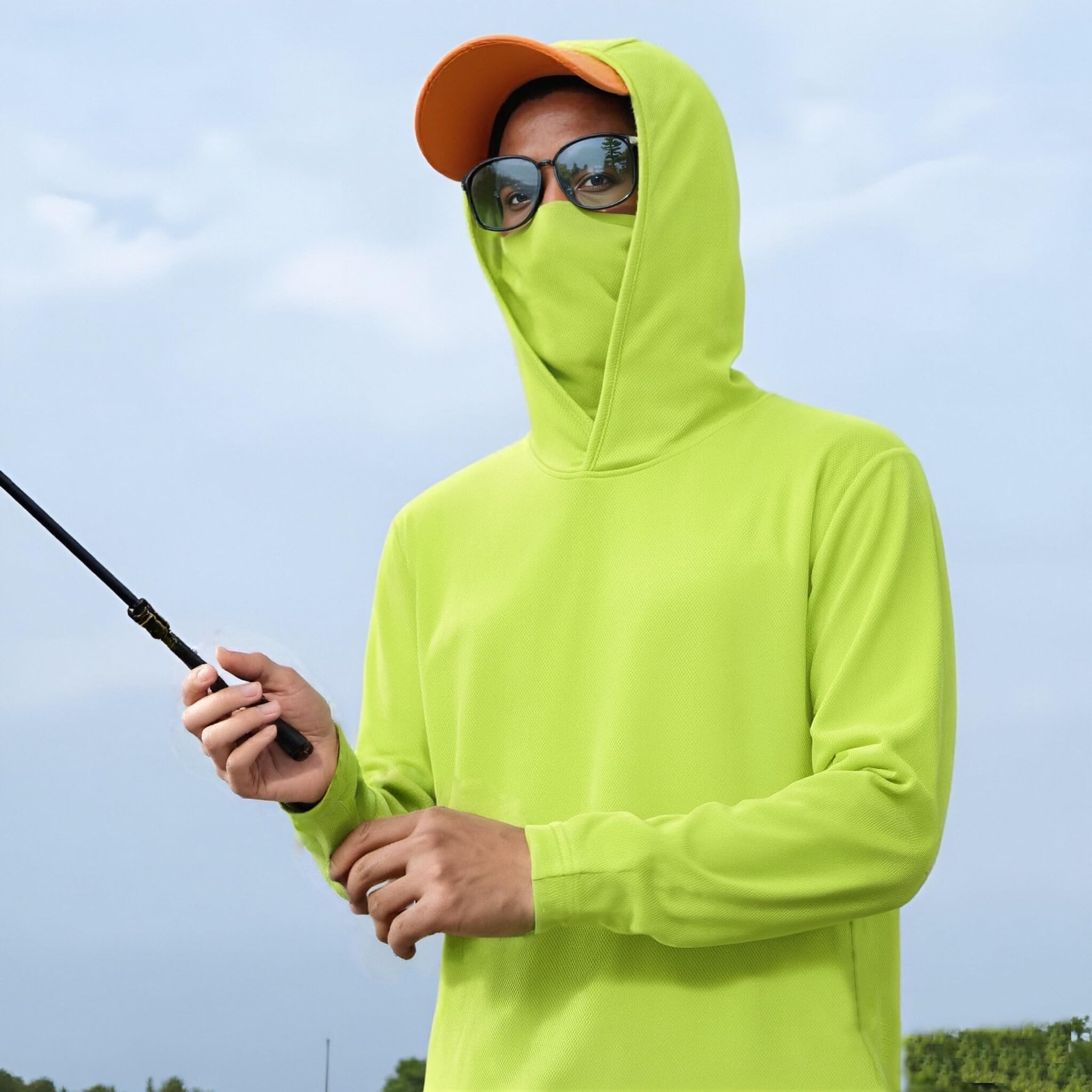 4 Pack Men's Running Hoodie wi - Fishing Mask Sun Protection reseña y precio