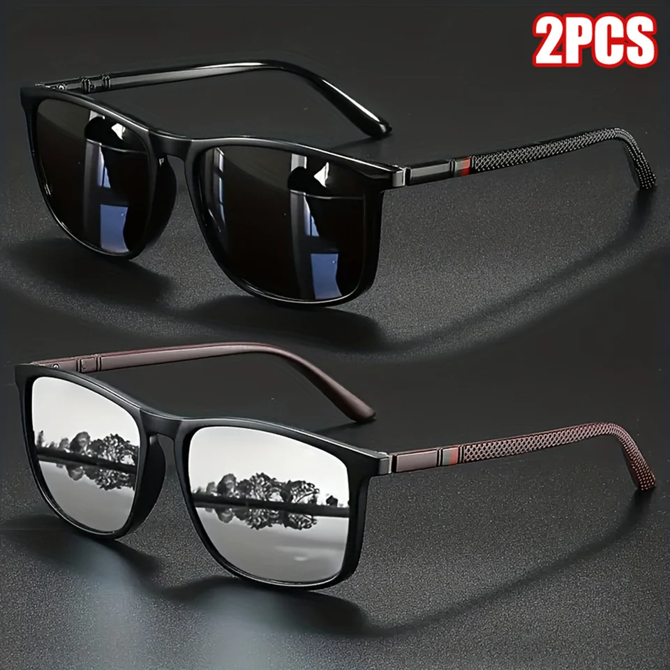 2pcs Luxury Square Vintage Pol - Fishing Sunglasses Polarized reseña y precio