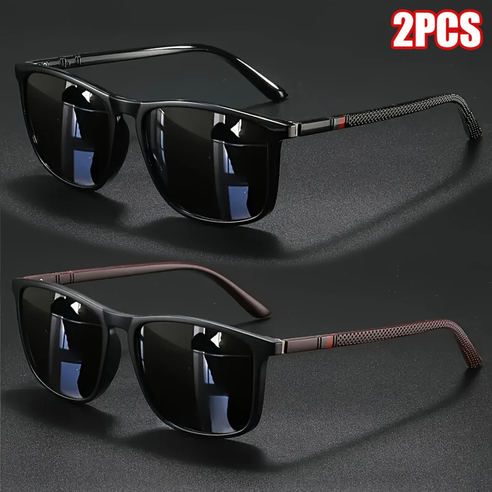 2pcs Luxury Square Vintage Pol - Fishing Sunglasses Polarized reseña y precio