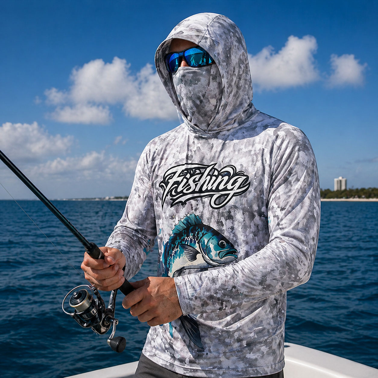 Fishing Shirt Hooded Men Fishi - Fishing Mask Sun Protection reseña y precio