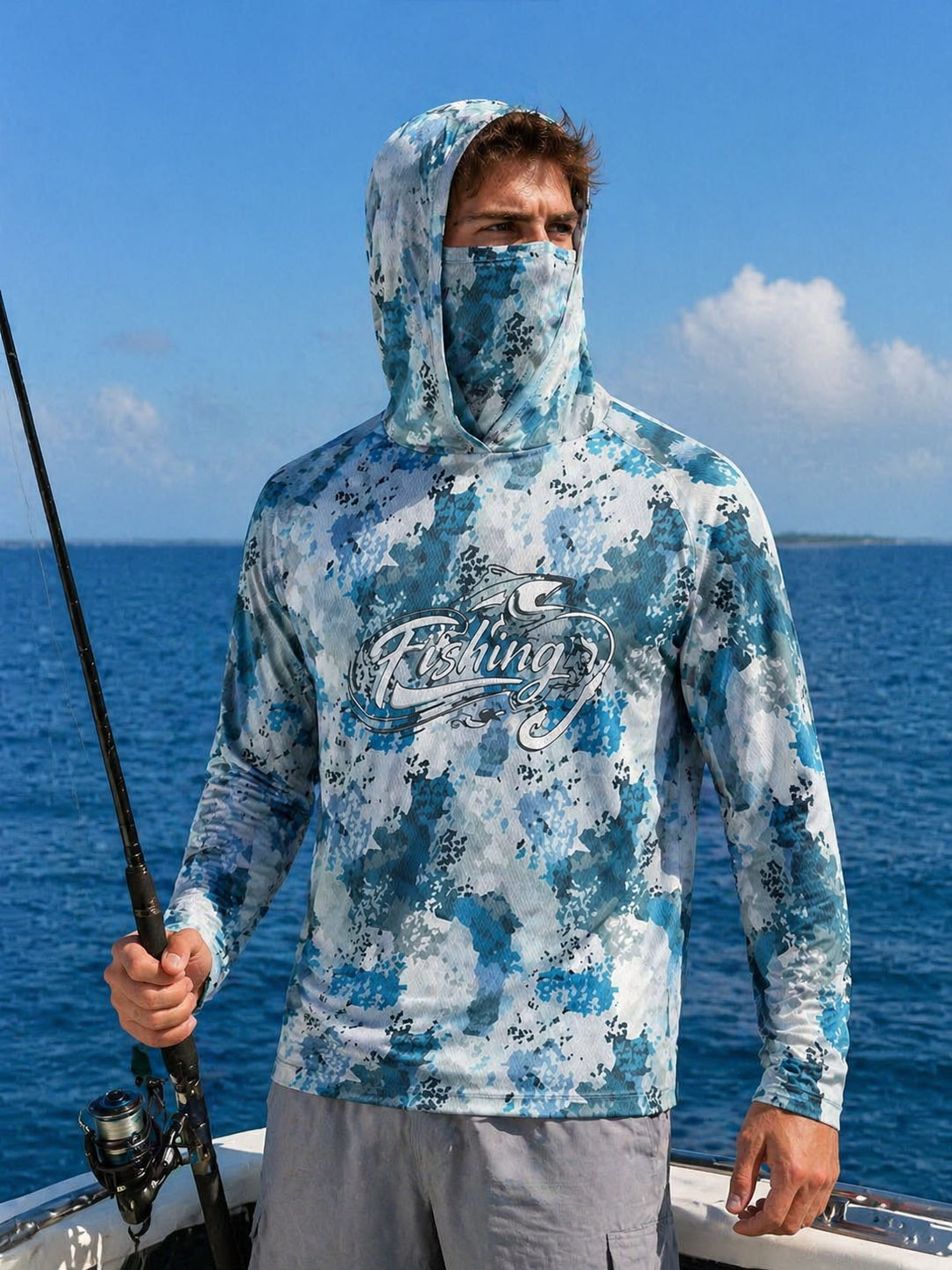 Fishing Shirt Hooded Men Fishi - Fishing Mask Sun Protection reseña y precio