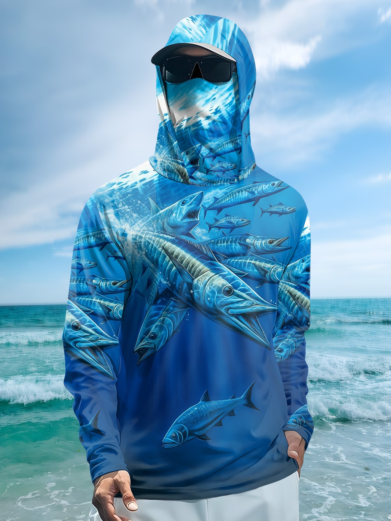 Men Hood Fishing Shirt long sl - Fishing Shirt Uv Protection reseña y precio