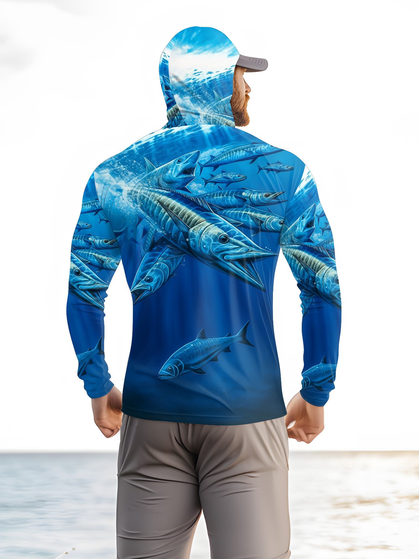 Men Hood Fishing Shirt long sl - Fishing Shirt Uv Protection reseña y precio